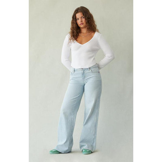 Pacsun Women'S Casey Low Rise Baggy Jeans Light Indigo Wash