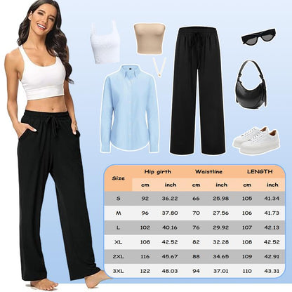 SOMER Womens Yoga Sweatpants Wide Leg High Waisted Lounge Pajamas Pants Comfy Workout Loose Pants with Pockets T12690