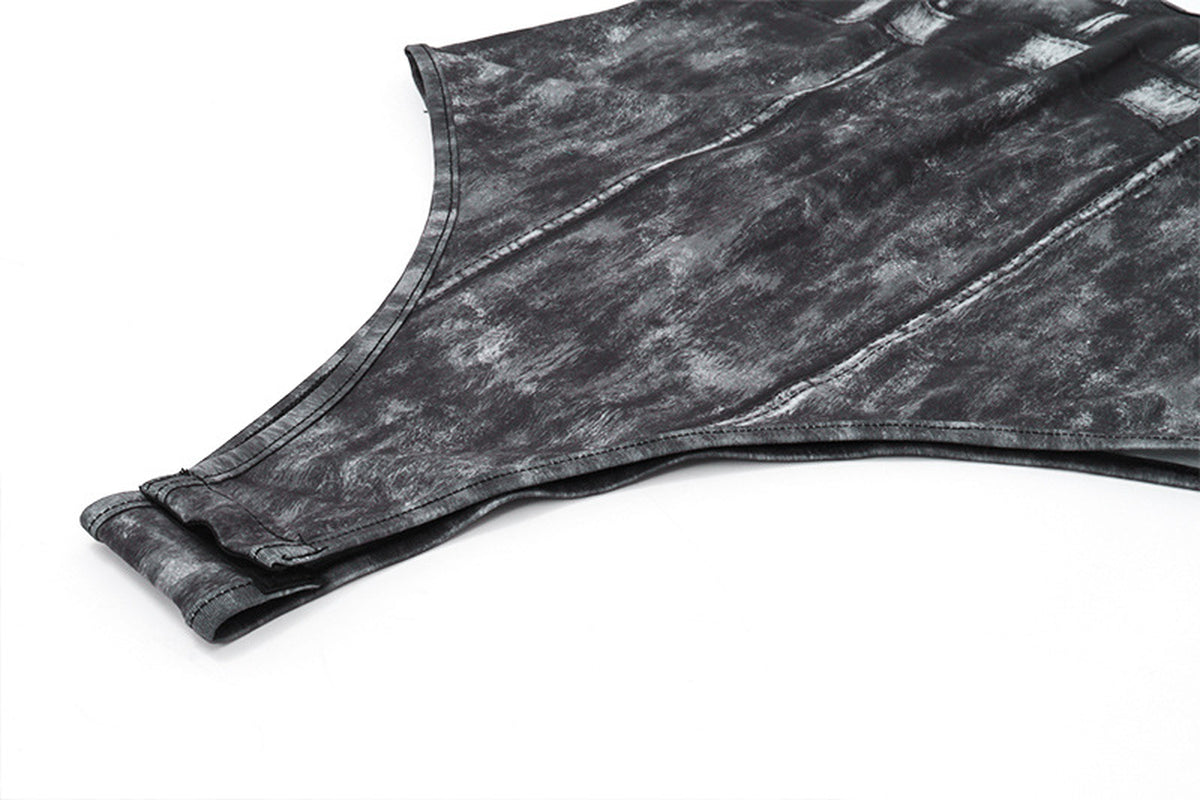 Street Style Retro Worn-Out Slim Fitting Halter Jumpsuit