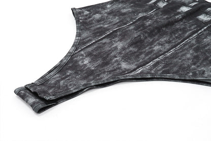 Street Style Retro Worn-Out Slim Fitting Halter Jumpsuit