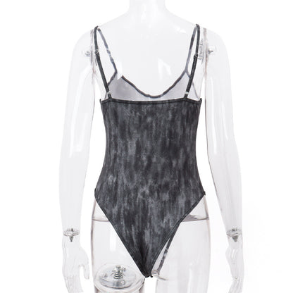 Street Style Retro Worn-Out Slim Fitting Halter Jumpsuit