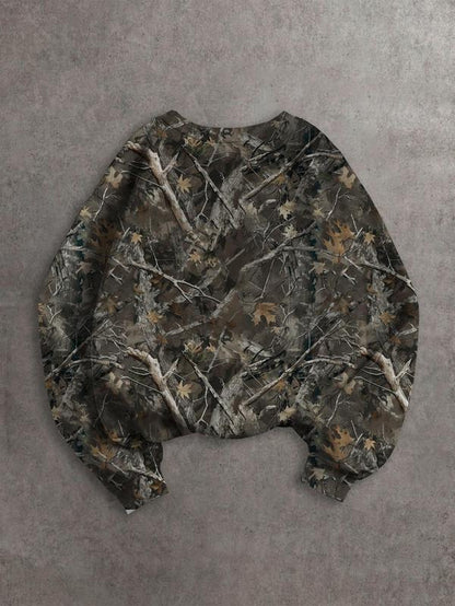 Unisex'S Plants Print Drop Shoulder Sweatshirt, Casual Long Sleeve Pullover for Fall & Winter, Unisex'S Clothes for Daily Wear