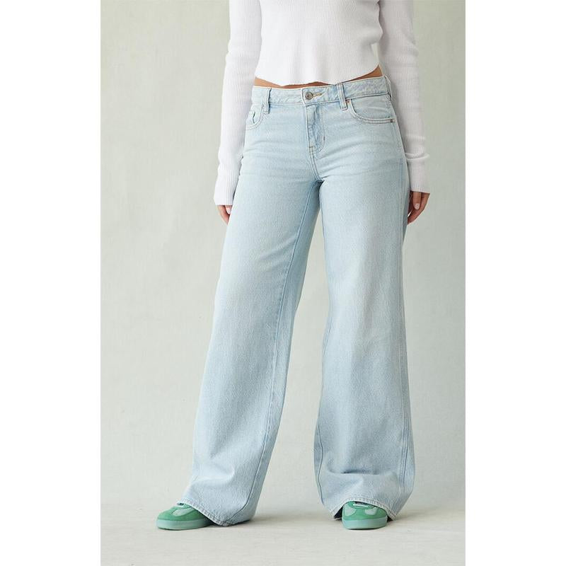 Pacsun Women'S Casey Low Rise Baggy Jeans Light Indigo Wash