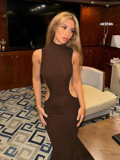 Women'S Backless Butterfly Decor Bodycon Dress, Fashionable High Neck O-Ring Tank Dress for Party Club Dating Wear, Dresses for Women, Fall Dresses, Ladies Back to School Clothes for Fall, Birthday Dresses 2024, Dresses for Women