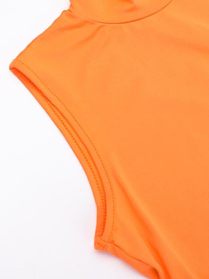 Women'S Solid Criss Cross Split Mock Neck Bodycon Dress, Elegant Mock Neck Sleeveless Midi Dress for Party Club Dating, Women'S Summer Outfits