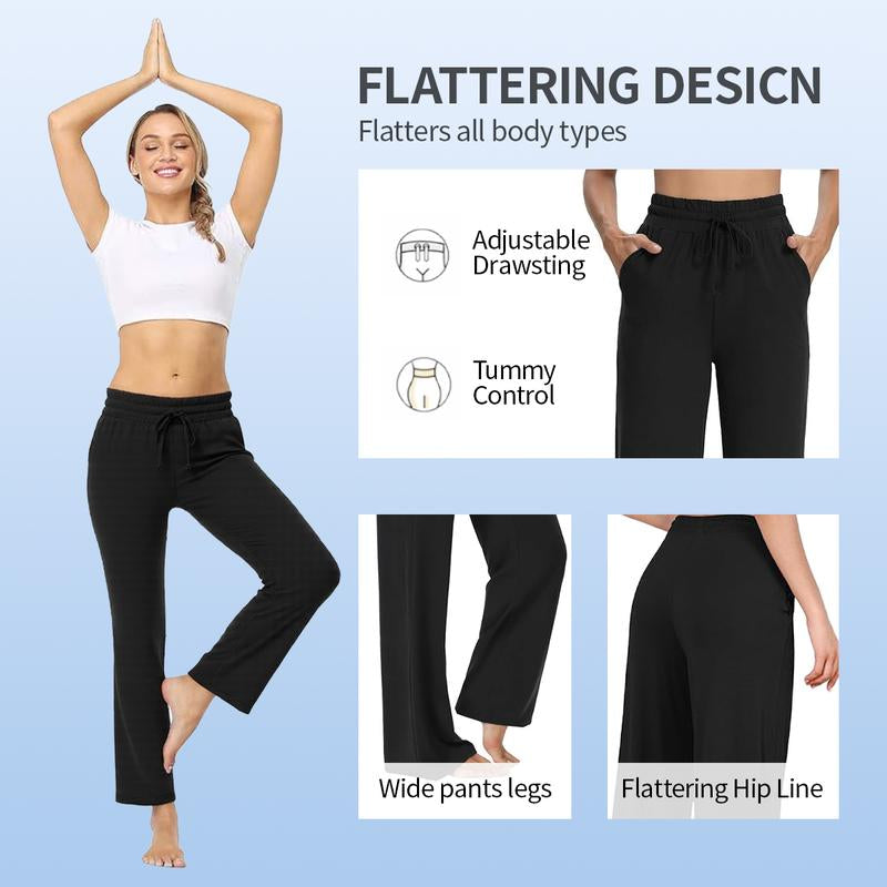 SOMER Womens Yoga Sweatpants Wide Leg High Waisted Lounge Pajamas Pants Comfy Workout Loose Pants with Pockets T12690