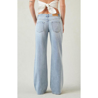 Pacsun Women'S Casey Low Rise Baggy Jeans Ripped Knee Light Indigo