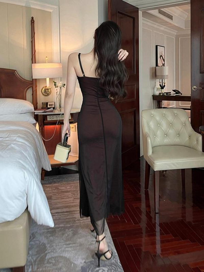 Women'S Plain Ruched Cami Dress 