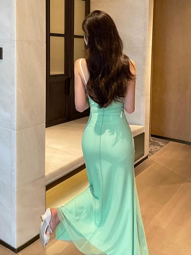 Women'S Plain Ruched Cami Dress 