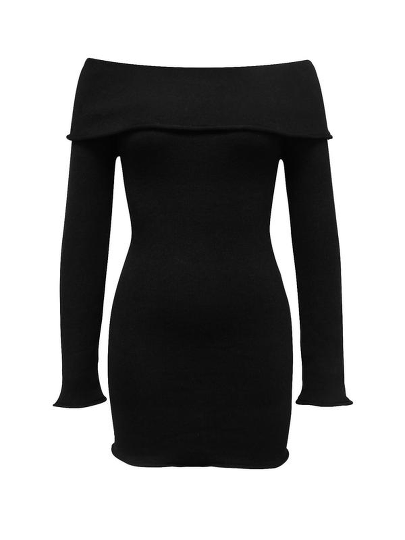 Women'S Y2K Trendy Striped Print off Shoulder Bodycon Knit Dress 