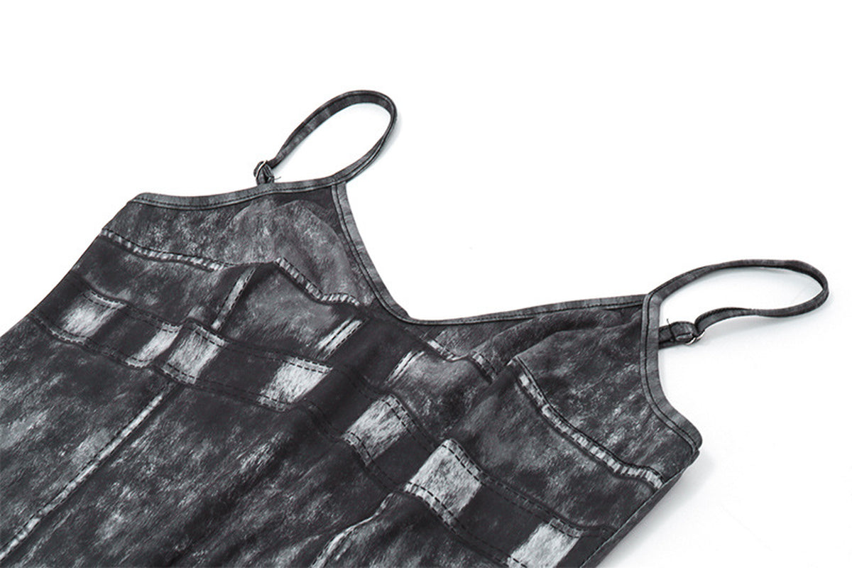 Street Style Retro Worn-Out Slim Fitting Halter Jumpsuit