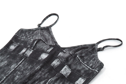 Street Style Retro Worn-Out Slim Fitting Halter Jumpsuit