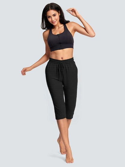 SOMER Women'S Yoga Pants Flared Capri Drawstring Pockets High Waist Comfortable Breathable Summer Workout Pants for Women