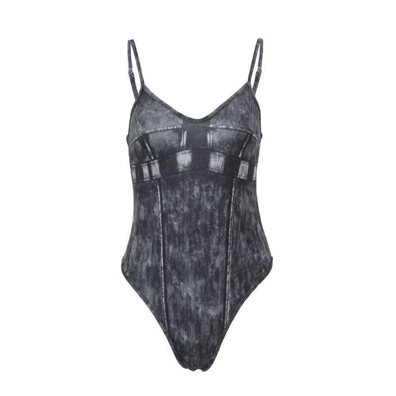 Street Style Retro Worn-Out Slim Fitting Halter Jumpsuit