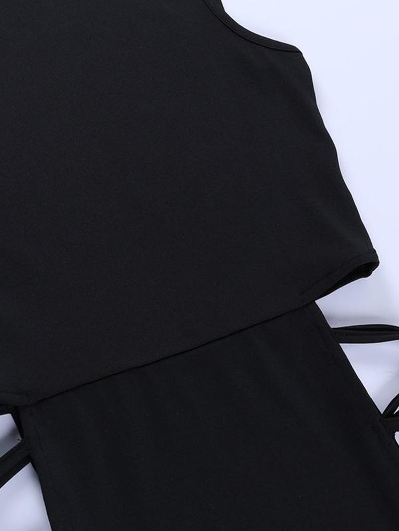 Women'S Solid Criss Cross Split Mock Neck Bodycon Dress, Elegant Mock Neck Sleeveless Midi Dress for Party Club Dating, Women'S Summer Outfits